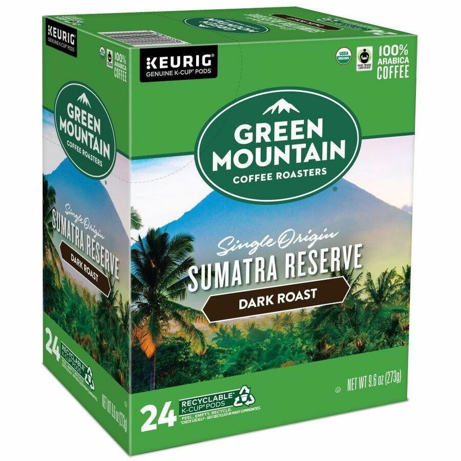 Green Mountain Coffee Roasters® K-Cup, Pod Sumatra Reserve Coffee, Keurig Single-Serve K-Cup pods, Dark Roast, 24 Count - Compatible with Keurig K-Cup Brewer - Regular - Dark - 24 K-Cup - K-Cup, Pod - Sumatra Reserve - Kosher - Organic - 24 / Pack
