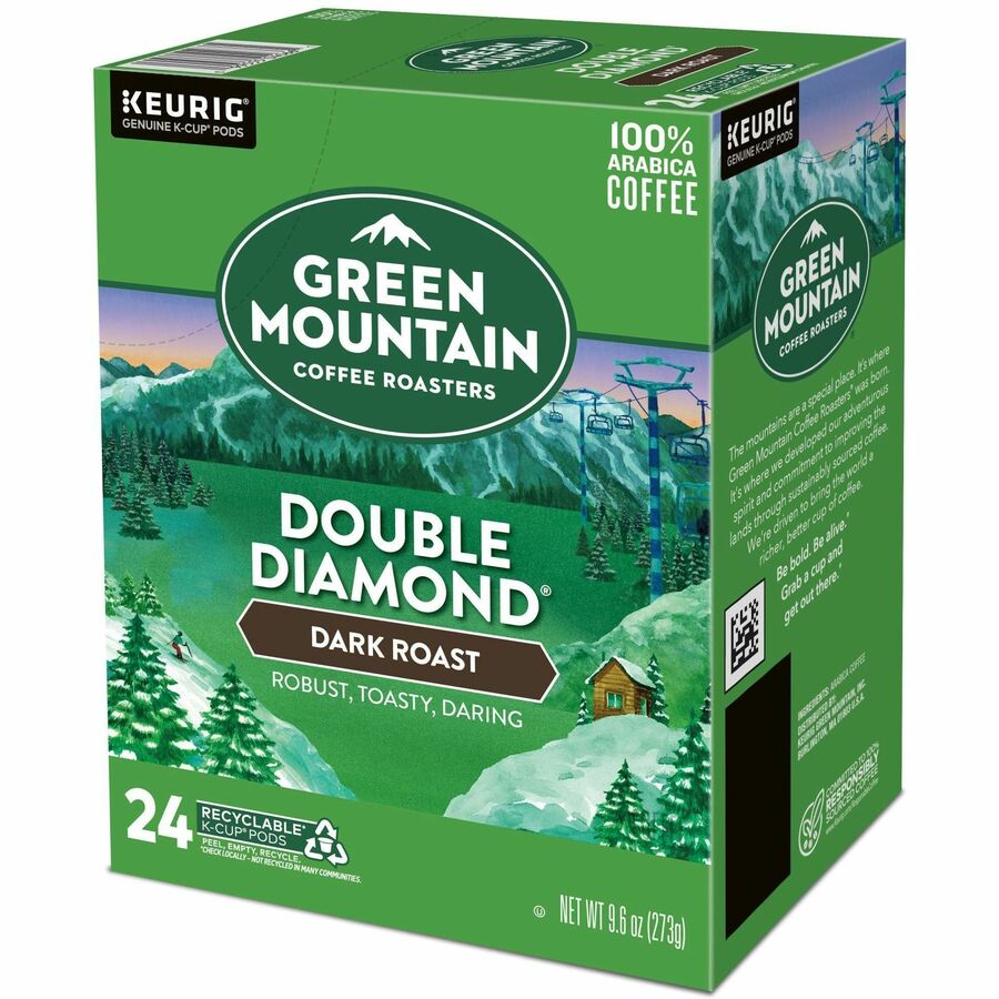 Green Mountain Coffee K-Cup, Pod Double Diamond, Keurig Single-Serve K-Cup pods, Dark Roast Coffee, 24 Count - Compatible with Keurig Brewer - American - Dark - K-Cup, Pod - Double Diamond - Kosher - 24 / Pack