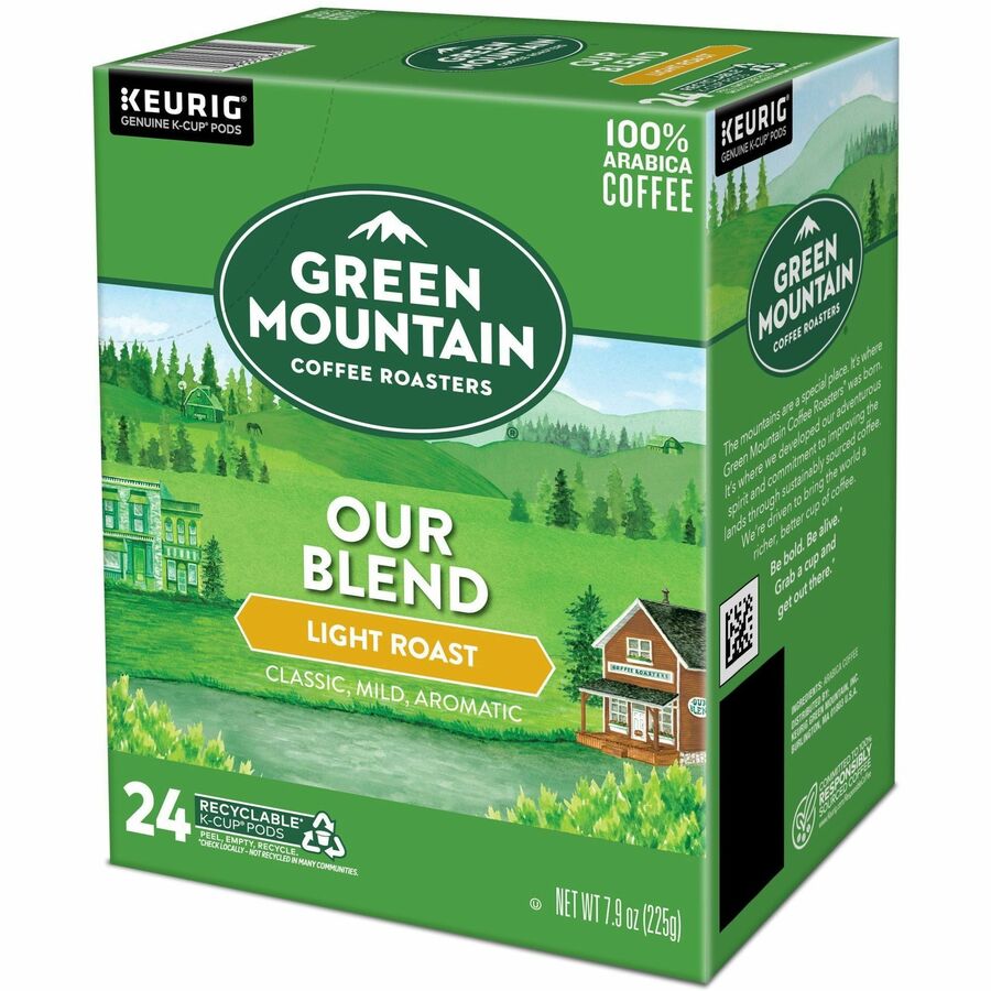 Green Mountain Coffee K-Cup, Pod Our Blend Keurig Single-Serve K-Cup Pods, Light Roast Coffee, 24 Count - Compatible with Keurig Brewer - American - Light - K-Cup, Pod - Our Blend - Kosher - 24 / Pack