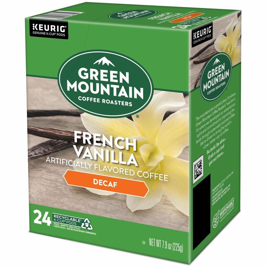 Green Mountain Coffee K-Cup, Pod Coffee - Compatible with Keurig Brewer - Light - K-Cup, Pod - Decaf, French Vanilla - Kosher - Decaffeinated - 24 / Pack