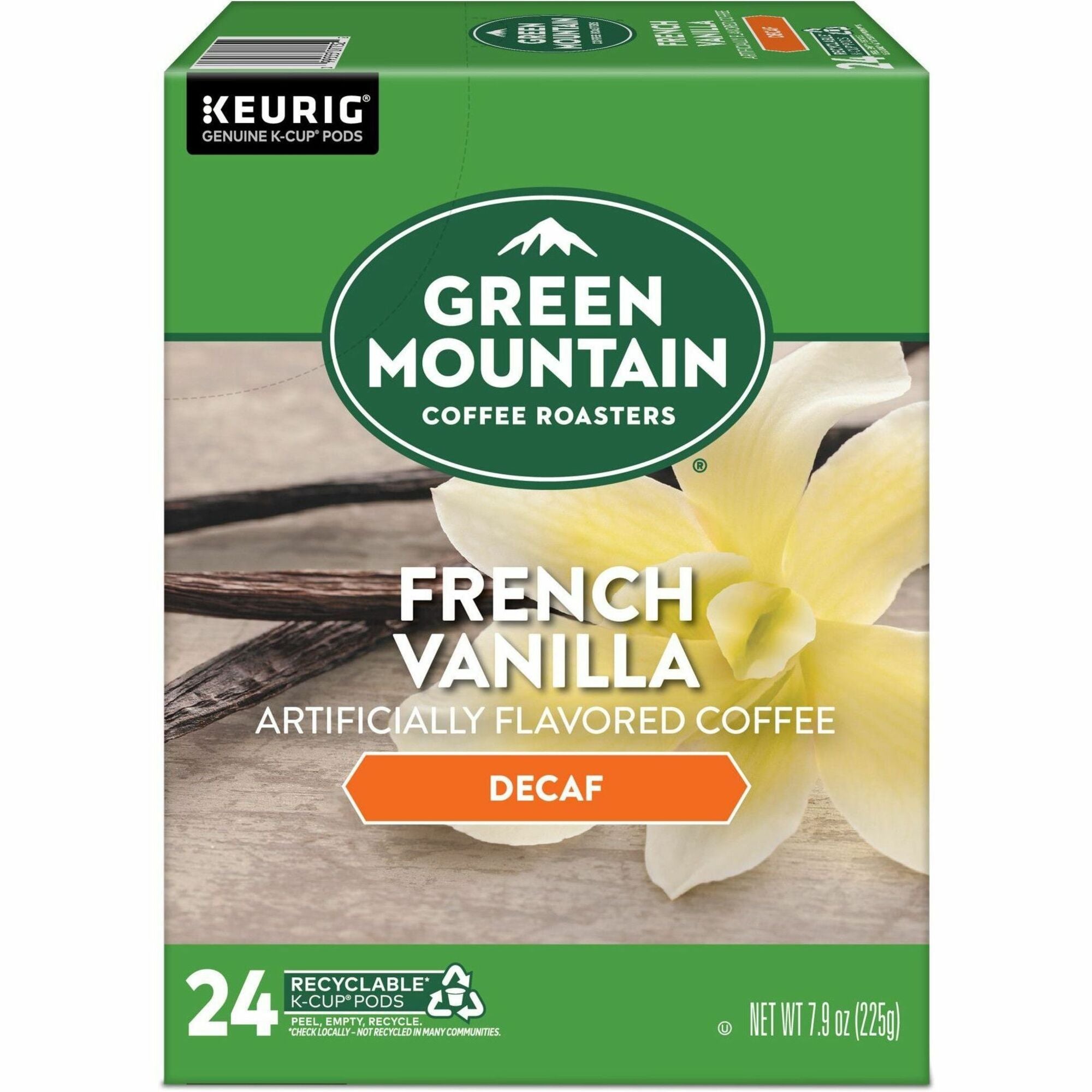 Green Mountain Coffee K-Cup, Pod Coffee - Compatible with Keurig Brewer - Light - K-Cup, Pod - Decaf, French Vanilla - Kosher - Decaffeinated - 24 / Pack