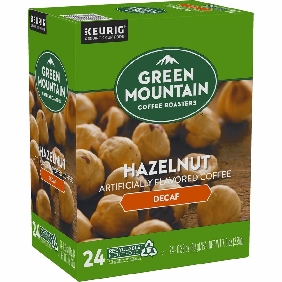 Green Mountain Coffee K-Cup, Pod Hazelnut Decaf Coffee, Keurig Single-Serve K-Cup pods, Light Roast, 24 Count - Compatible with Keurig Brewer - Light - K-Cup, Pod - Hazelnut, Decaf - Kosher - Decaffeinated - 24 / Pack