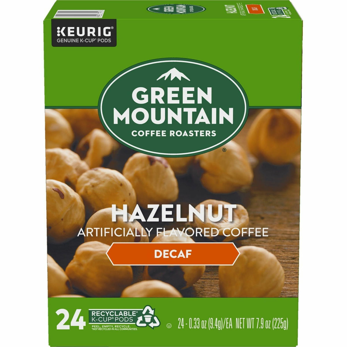 Green Mountain Coffee K-Cup, Pod Hazelnut Decaf Coffee, Keurig Single-Serve K-Cup pods, Light Roast, 24 Count - Compatible with Keurig Brewer - Light - K-Cup, Pod - Hazelnut, Decaf - Kosher - Decaffeinated - 24 / Pack