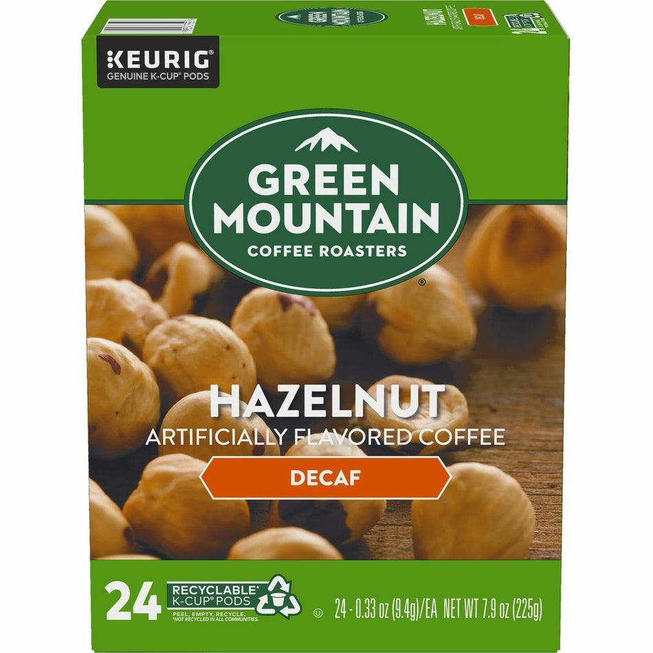 Green Mountain Coffee K-Cup, Pod Hazelnut Decaf Coffee, Keurig Single-Serve K-Cup pods, Light Roast, 24 Count - Compatible with Keurig Brewer - Light - K-Cup, Pod - Hazelnut, Decaf - Kosher - Decaffeinated - 24 / Pack