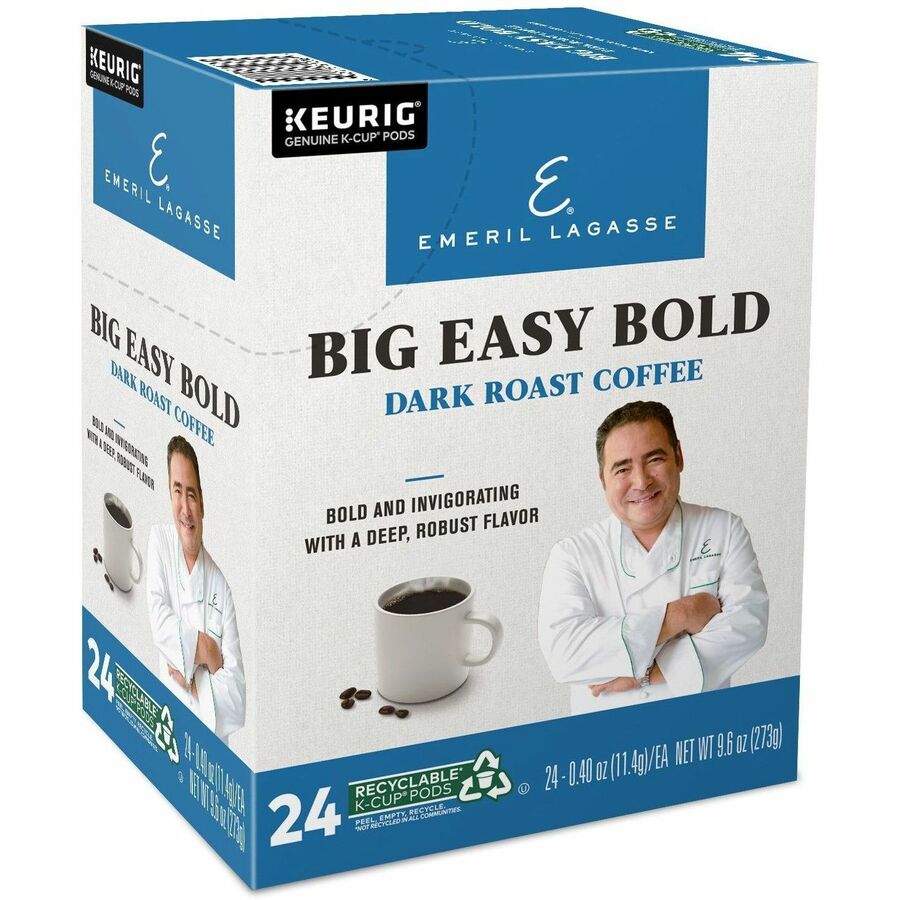 Emeril's K-Cup, Pod Big Easy Bold Coffee - Compatible with Keurig Brewer - Regular - Dark - K-Cup, Pod - Roasted - Kosher - 24 / Pack