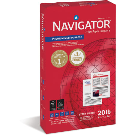 Navigator Premium Multipurpose Trusted Performance Paper - Extra Opacity - White - 97 Brightness - Legal - 8 1/2" x 14" - 20 lb Basis Weight - White - 500 Sheets per Ream - 10 / Carton