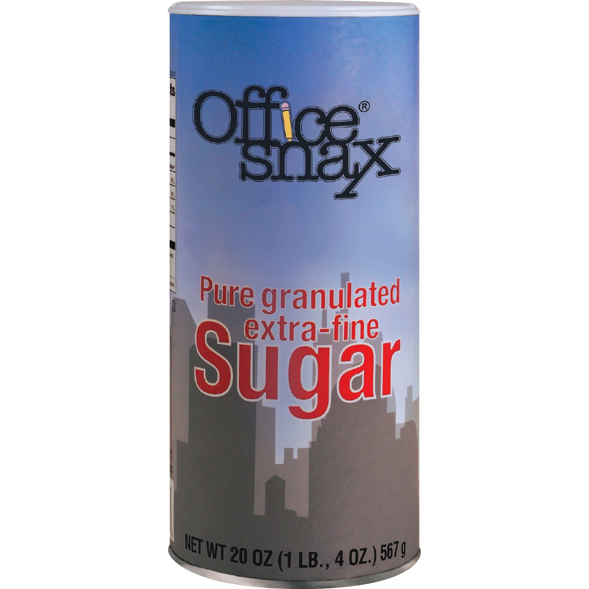 Office Snax Granulated Sugar Canister - 20 oz (567 g) - Granulated Sugar - 1 Each