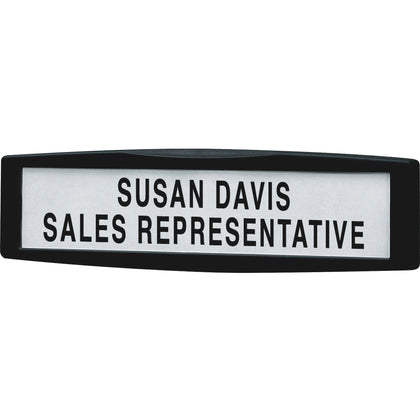 Fellowes Partition Additions Name Plate - 9" Width x 2.5" Height x 0.8" Depth - Rectangular Shape - Wall Mountable - Tackable, Replaceable, Recyclable, Repositionable - Outdoor - Plastic, Steel - Dark Graphite - 1 Each