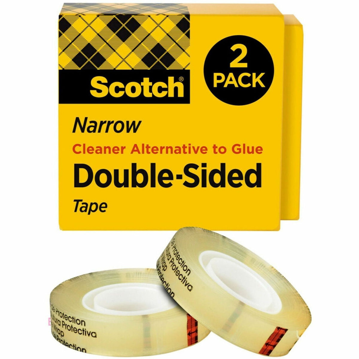 Scotch Permanent Double-Sided Tape - 1/2"W - 25 yd Length x 0.50" Width - 1" Core - Clear - Acrylate - 3 mil - Permanent Adhesive Backing - Long Lasting - For Attaching, Mounting - 2 / Pack