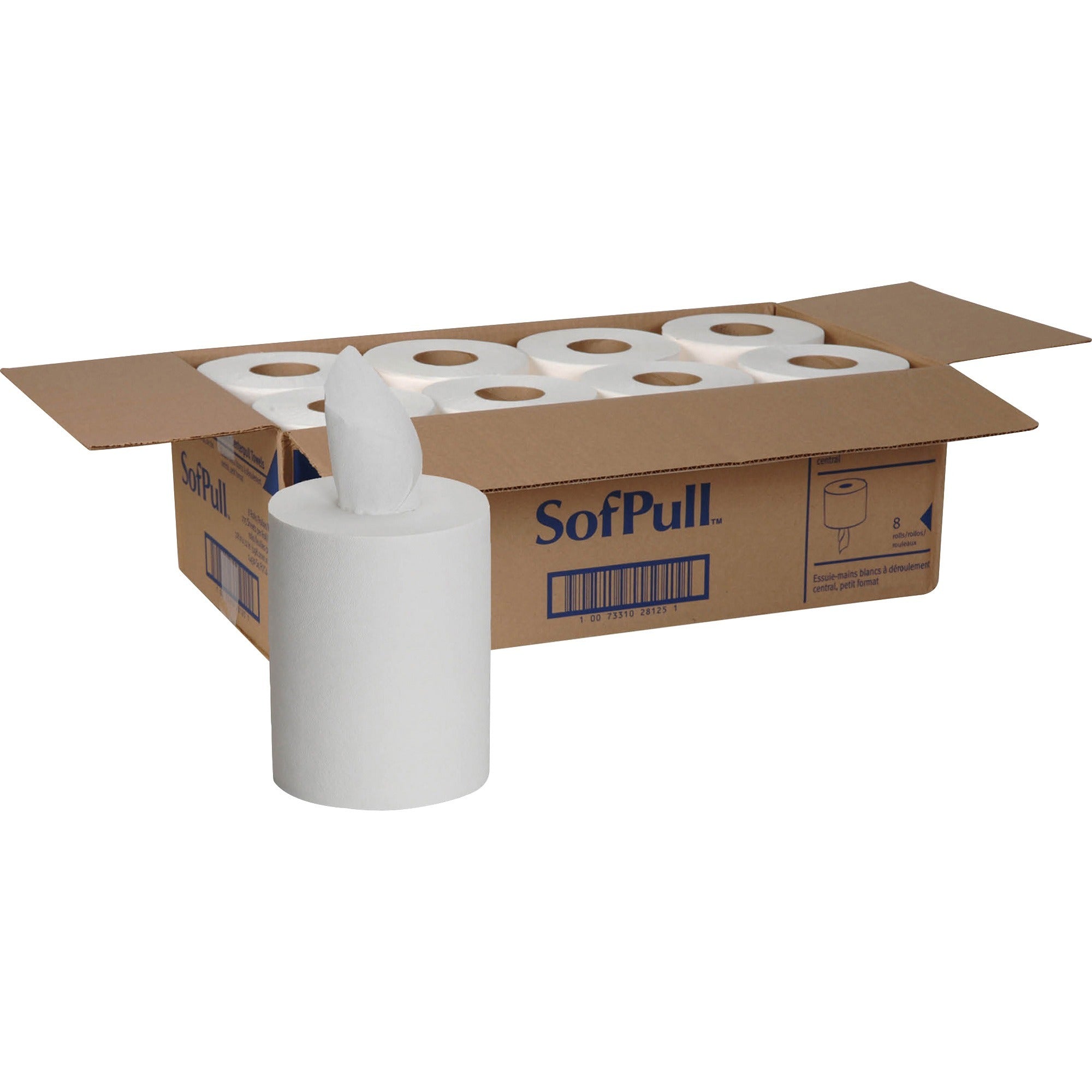 SofPull Centerpull Junior Capacity Paper Towels - 1 Ply - 12" Width x 7.80" Length - 225 Sheets/Roll - White/ - 8 / Carton