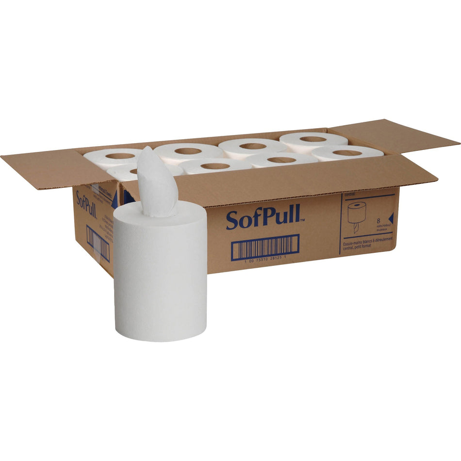 SofPull Centerpull Junior Capacity Paper Towels - 1 Ply - 12" Width x 7.80" Length - 225 Sheets/Roll - White/ - 8 / Carton