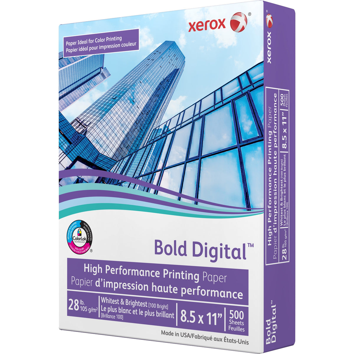 Xerox Bold Digital Printing Paper - White - 100 Brightness - Letter - 8 1/2" x 11" - 28 lb Basis Weight - Smooth - Sustainable Forestry Initiative (SFI) - Uncoated - White - 500 / Ream