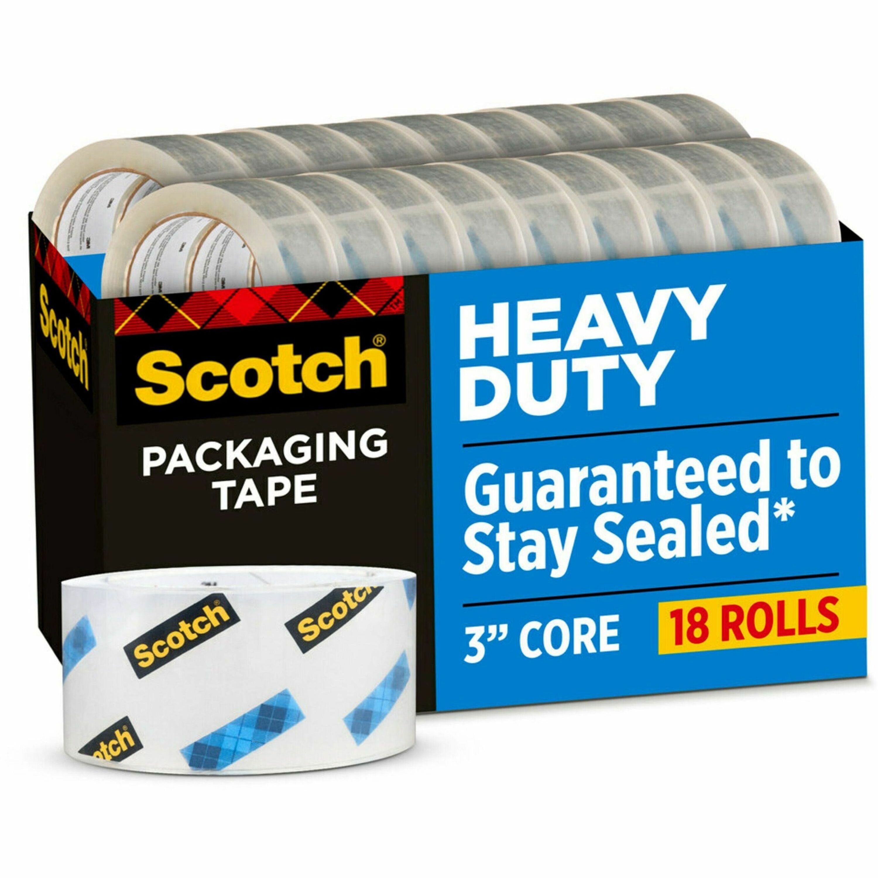 Scotch Heavy-Duty Shipping/Packaging Tape - 54.60 yd Length x 1.88" Width x 3.1 mil Thickness - 3" Core - Clear - Tear Resistant, Split Resistant, Breakage Resistance - For Mailing, Moving, Packing, Protecting, Sealing, Shipping - 18 / Box