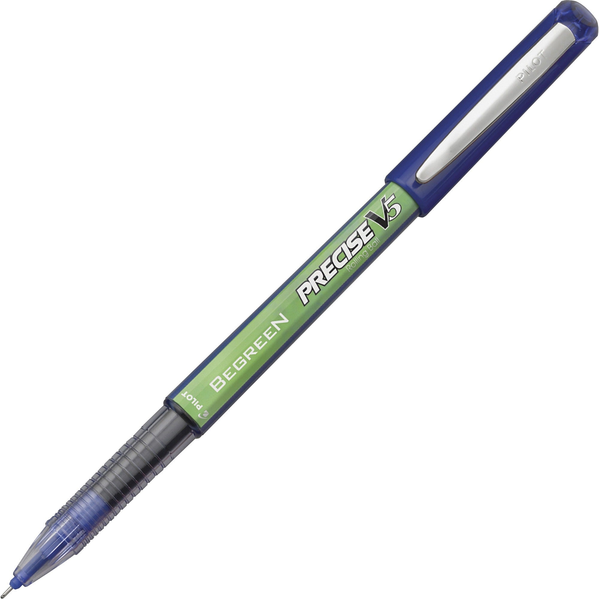Pilot Precise BeGreen V5 Extra-Fine Rolling Ball Pens - 0.5 mm Extra Fine Needle Pen Point - Refillable - Blue Ink - 1 Dozen