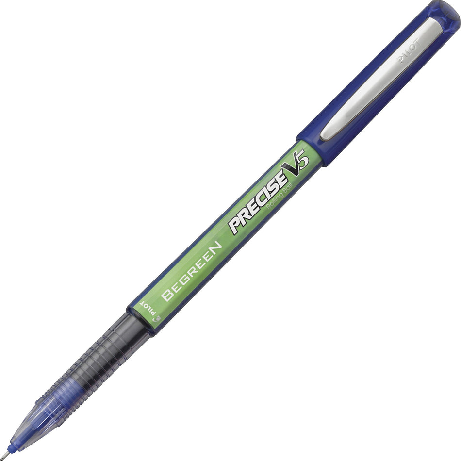 Pilot Precise BeGreen V5 Extra-Fine Rolling Ball Pens - 0.5 mm Extra Fine Needle Pen Point - Refillable - Blue Ink - 1 Dozen
