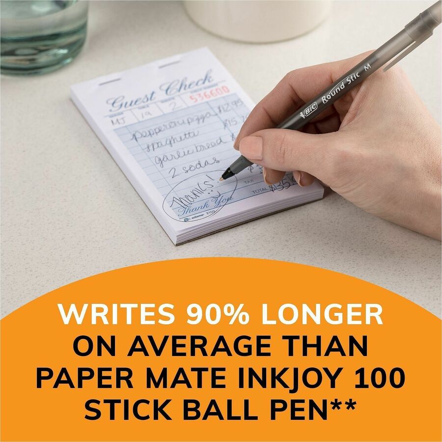 BIC Round Stic Ballpoint Pens - Medium Pen Point - Black Ink - 10 / Pack