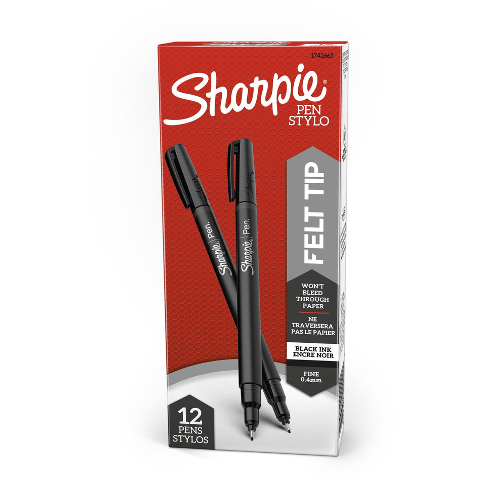 Sharpie Fine Point Pen - Fine Pen Point - Black Ink - 1 Dozen