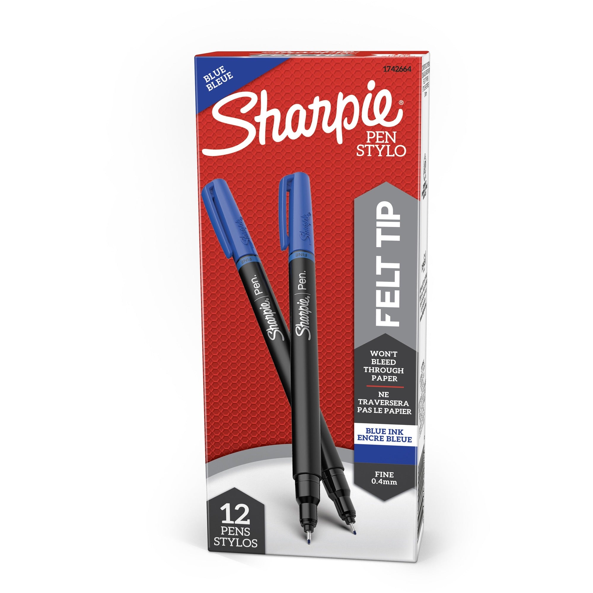 Sharpie Fine Point Pen - Fine Pen Point - Blue Ink - Silver Barrel - 1 Dozen