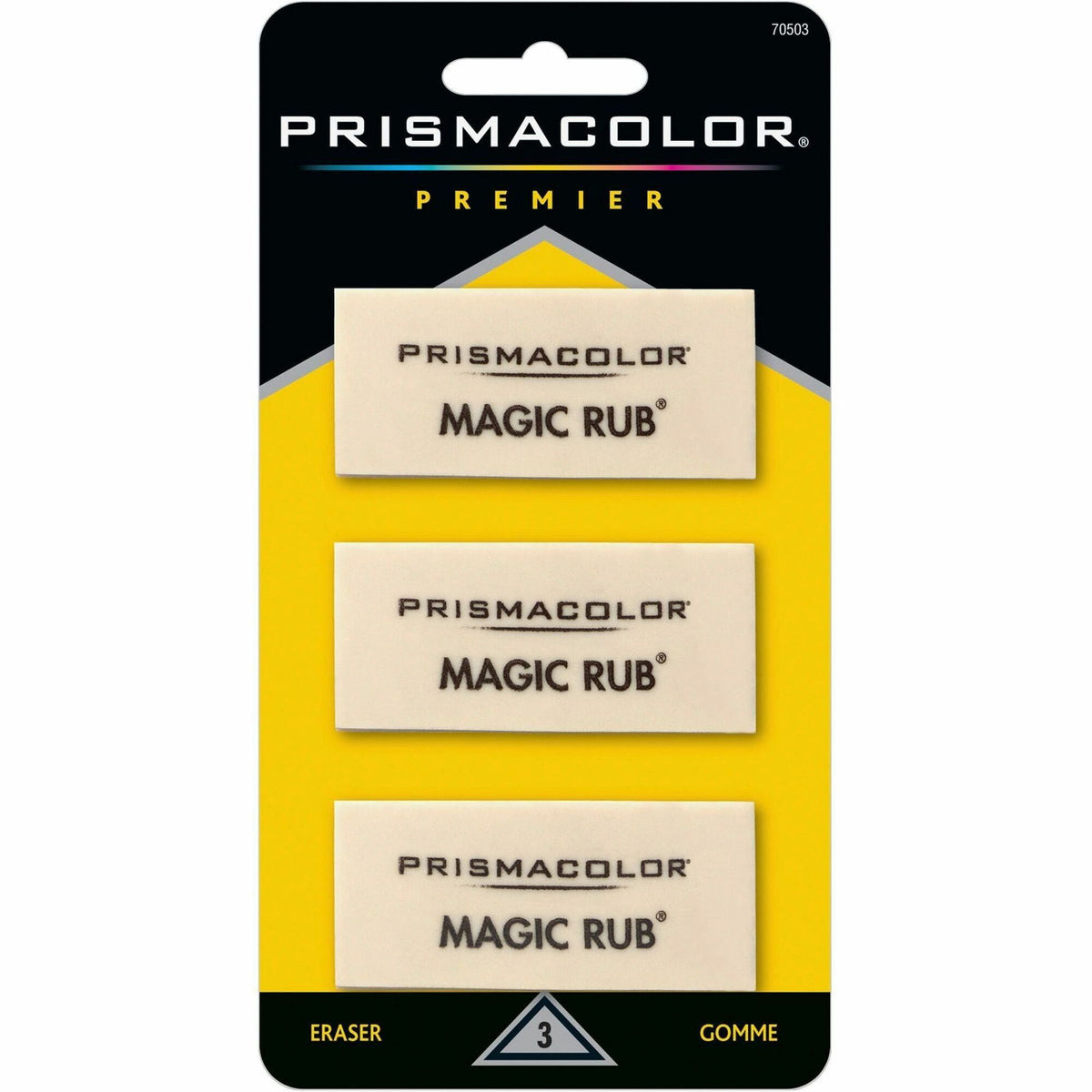 Prismacolor Magic Rub Eraser - White - Vinyl - 1" Width x 2.3" Height x 0.4" Depth - 3 / Pack - Non-marring, Non-smudge, Smear Resistant