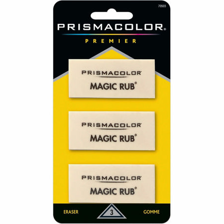 Prismacolor Magic Rub Eraser - White - Vinyl - 1" Width x 2.3" Height x 0.4" Depth - 3 / Pack - Non-marring, Non-smudge, Smear Resistant
