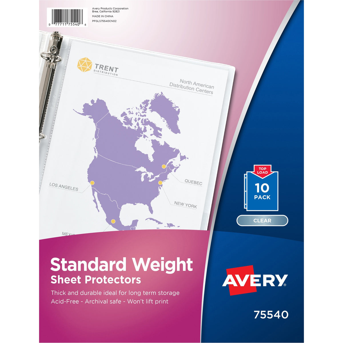 Avery® Standard Weight Sheet Protectors - 10 x Sheet Capacity - For Letter 8 1/2" x 11" Sheet - 3 x Holes - Ring Binder - Top Loading - Rectangular - Semi Clear - Polypropylene - 10 / Pack