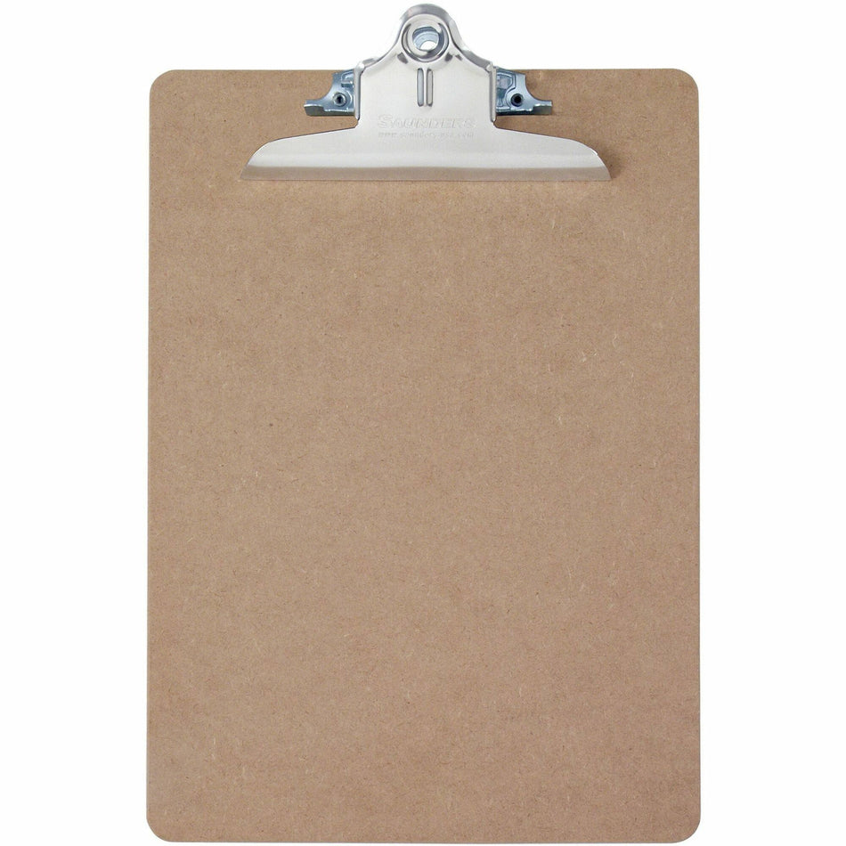 Saunders Brown Hardboard Clipboards - 1" Clip Capacity - 8 1/2" x 11" Sheet Size - Spring Clip - Standard - Hardboard - Brown - 1 Each