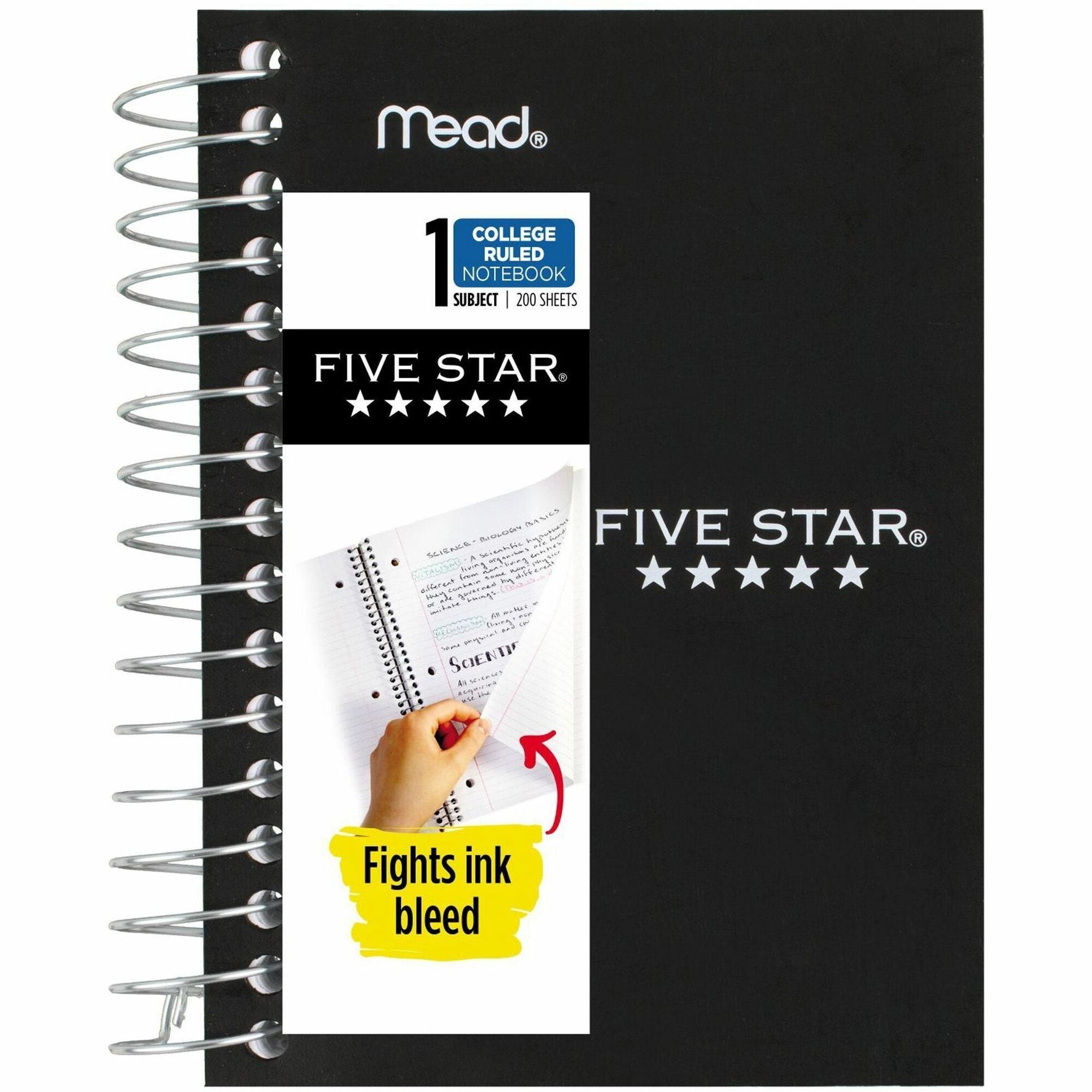 Mead Five Star Fat Lil' Wirebound Notebook - 200 Pages - Plain - Coilock - 4" x 5 1/2" Sheet Size - Assorted Poly Cover - Perforated, Durable Cover, Easy Tear - 1 Each