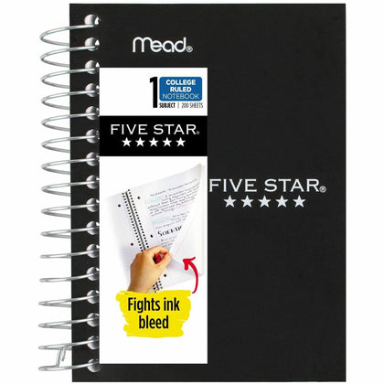 Mead Five Star Fat Lil’ Notebook: 200 Plain Pages Coilock 4’’ x 5 1/2’’ - Assorted Poly Cover - Notebooks