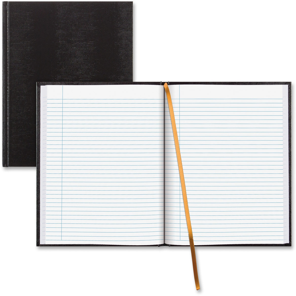 Blueline Hardbound Executive Journal - 150 Sheets - Perfect Bound - Ruled Margin - 11" x 8 1/2" Sheet Size - White Paper - Black Cover - Hard Cover - Recycled - 1 Each