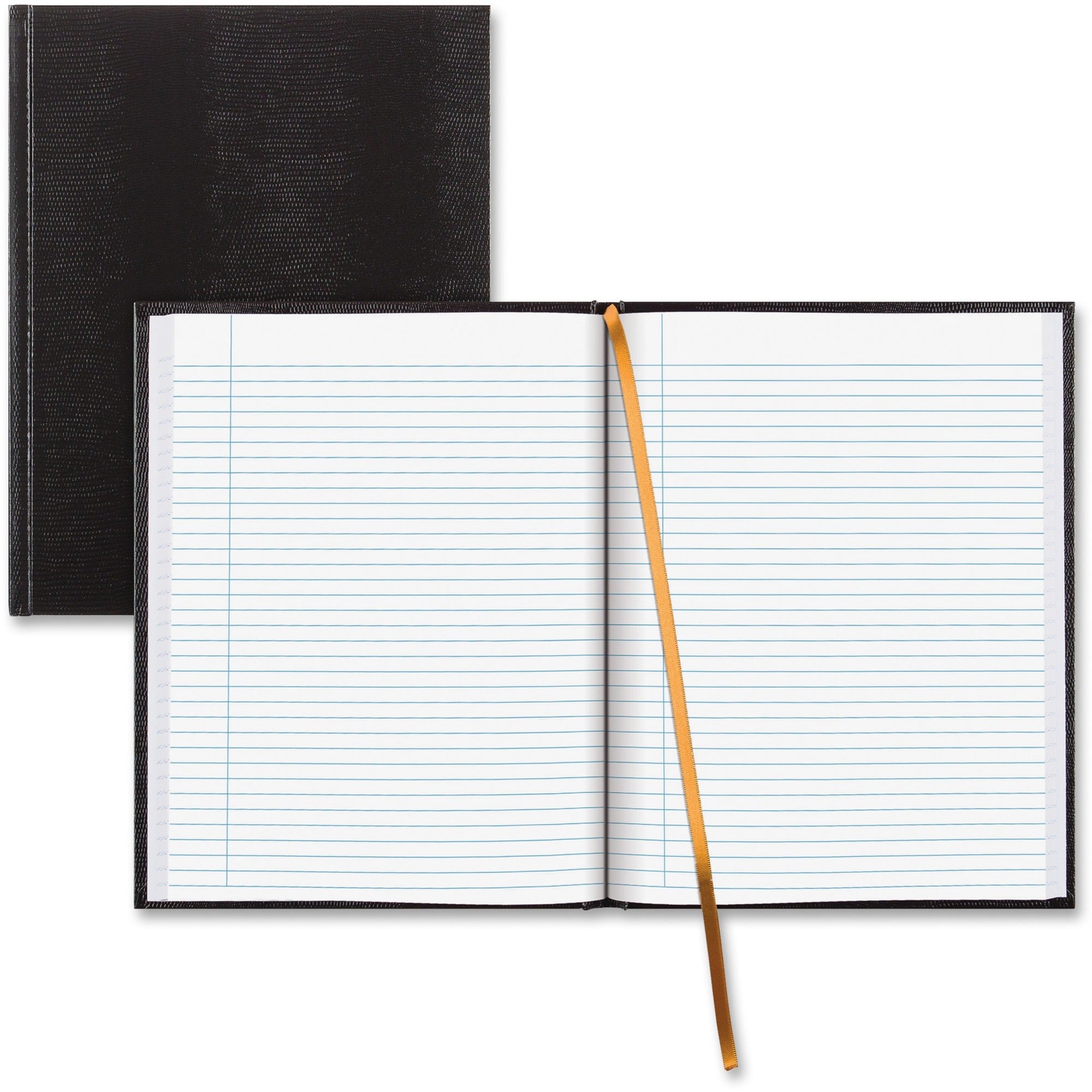 Blueline Hardbound Executive Journal - 150 Sheets - Perfect Bound - Ruled Margin - 11" x 8 1/2" Sheet Size - White Paper - Black Cover - Hard Cover - Recycled - 1 Each