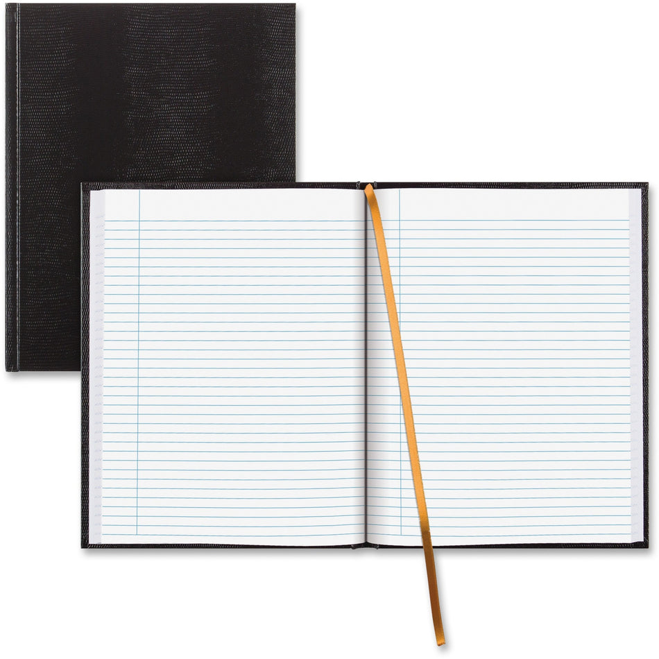 Blueline Hardbound Executive Journal - 150 Sheets - Perfect Bound - Ruled Margin - 11" x 8 1/2" Sheet Size - White Paper - Black Cover - Hard Cover - Recycled - 1 Each