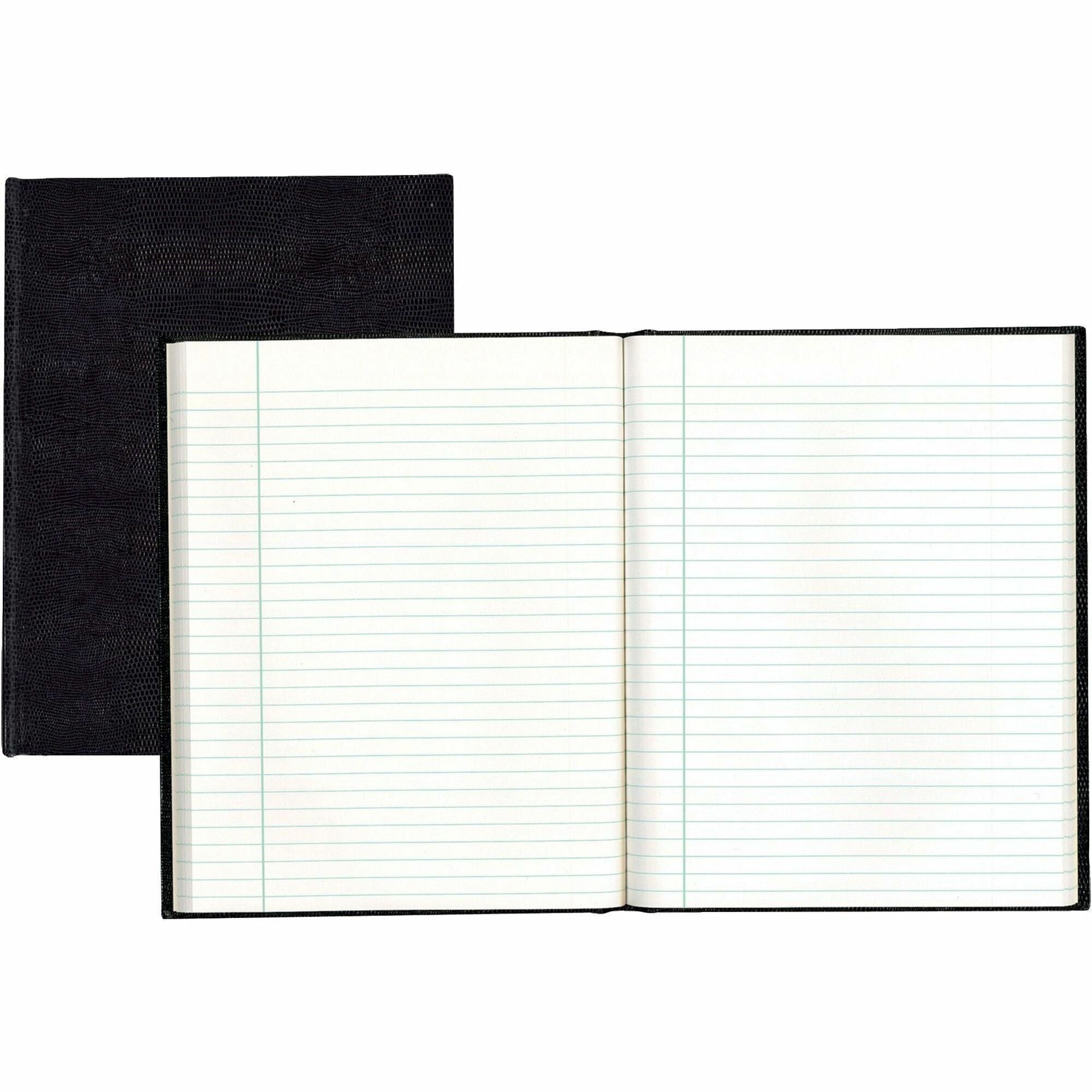 Blueline Hardbound Executive Notebooks - 150 Sheets - Perfect Bound - Ruled Margin - 9 1/4" x 7 1/4" Sheet Size - White Paper - Black Cover - Hard Cover - Recycled - 1 Each