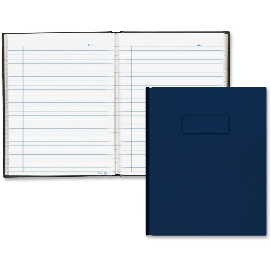 Blueline Hardbound Composition Books - 96 Sheets - 192 Pages - Perfect Bound - Blue Margin - 9 1/4" x 7 1/4" Sheet Size - White Paper - Blue Cover - Hard Cover, Self-adhesive, Index Sheet - Recycled - 1 Each