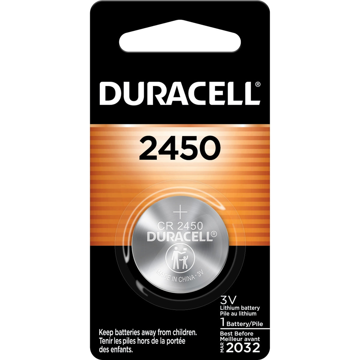 Duracell DL2450BPK Coin Cell Battery - 3V DC - 1 Pack - Batteries & Chargers