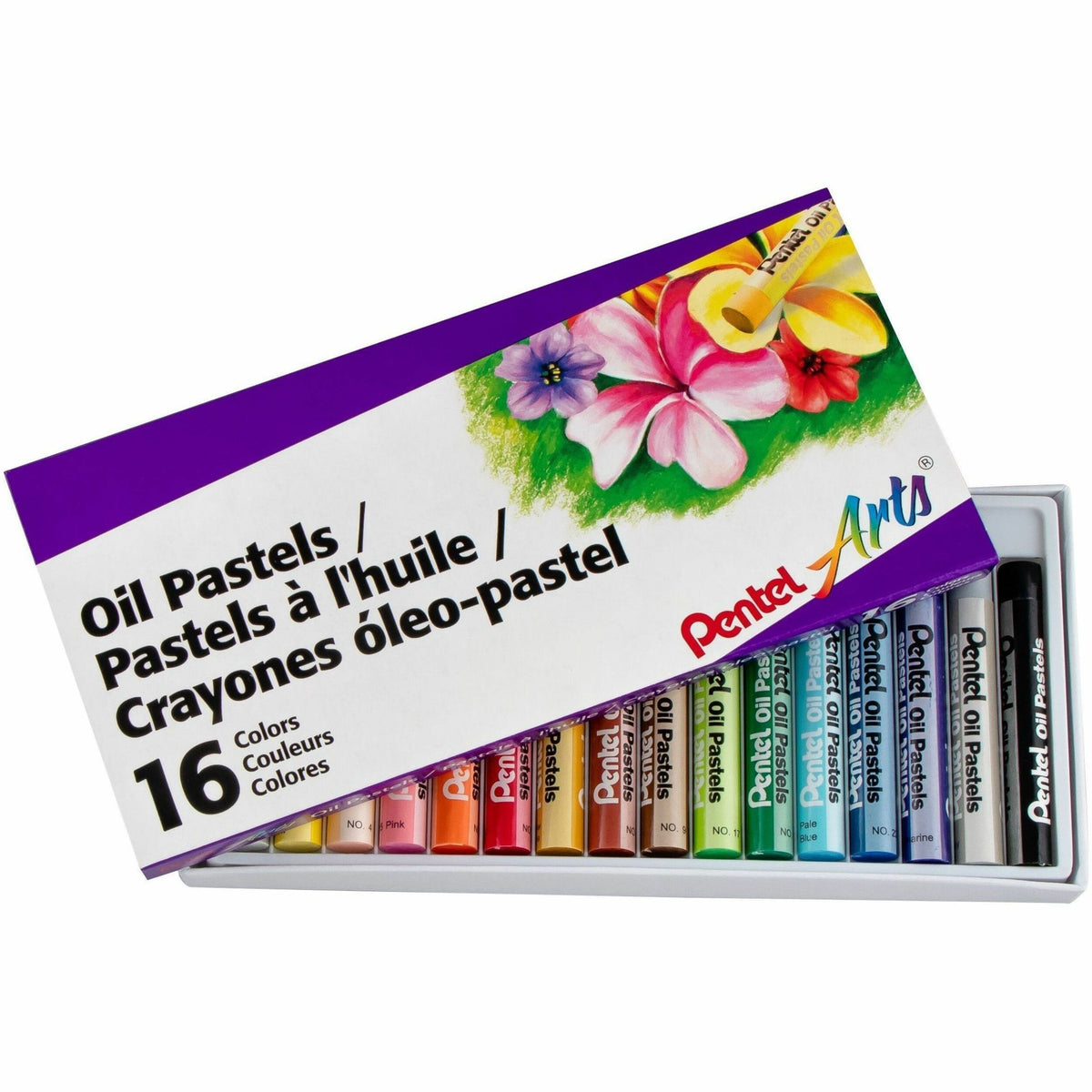 Pentel Arts Oil Pastels - Assorted Colors - Set of 16 - Pastel Sticks