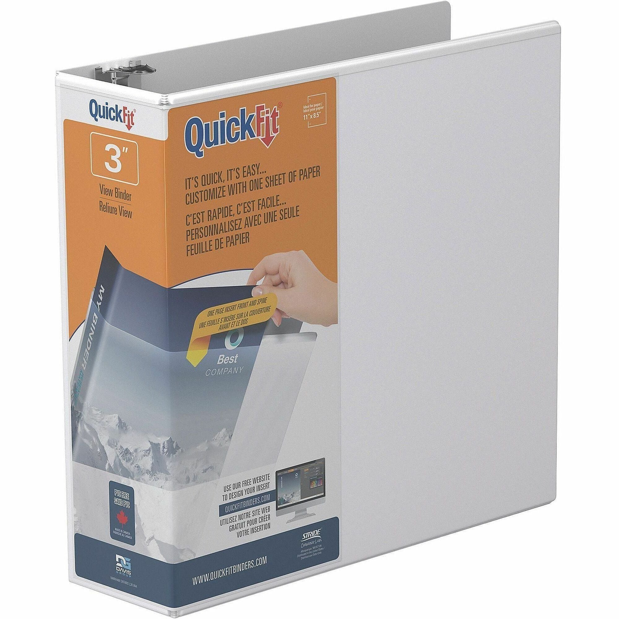 QuickFit View Binder, 3-Ring Binder, Angle D Ring, 3 Inch, White - 2000
