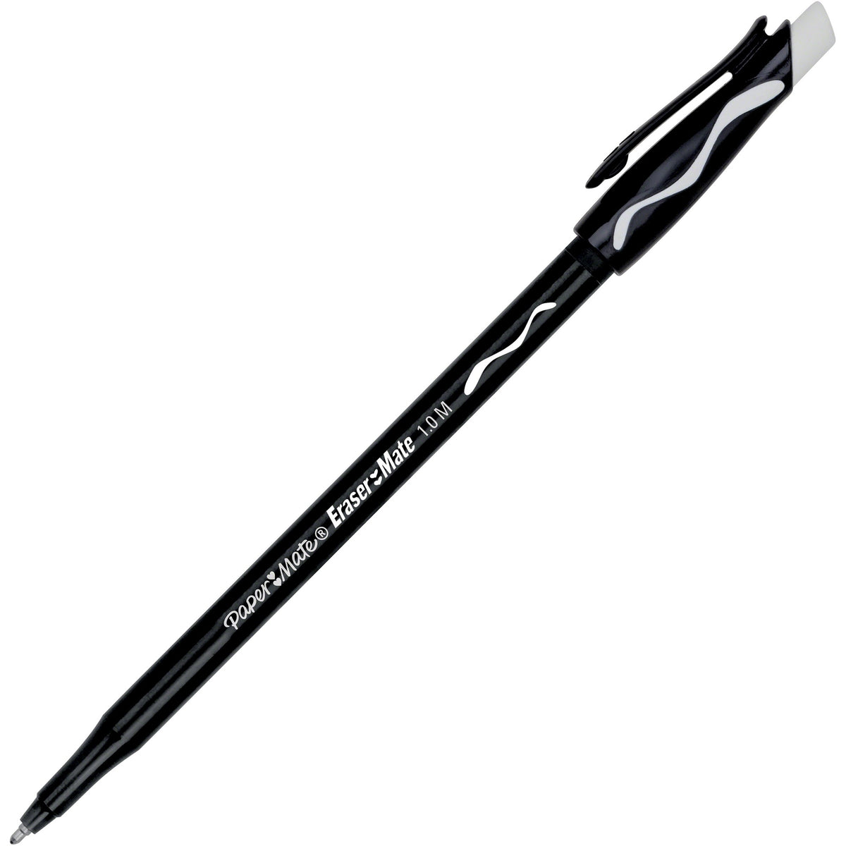 Paper Mate Erasermate Ballpoint Pens - Medium Pen Point - Retractable - Erasable - Black Ink - Black Barrel - 1 Dozen