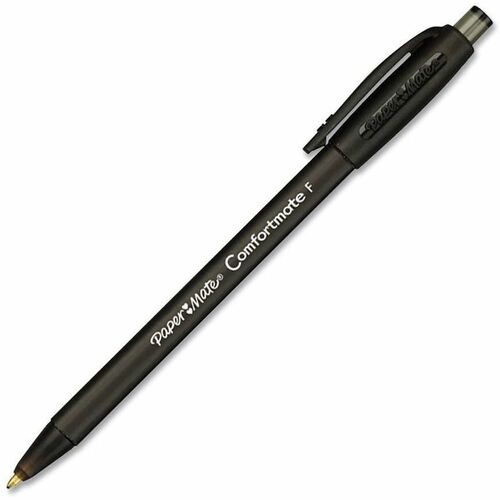 Paper Mate Comfort Mate Retractable Pens - Fine Pen Point - Retractable - Black Ink - Rubber Barrel - 12 / Box