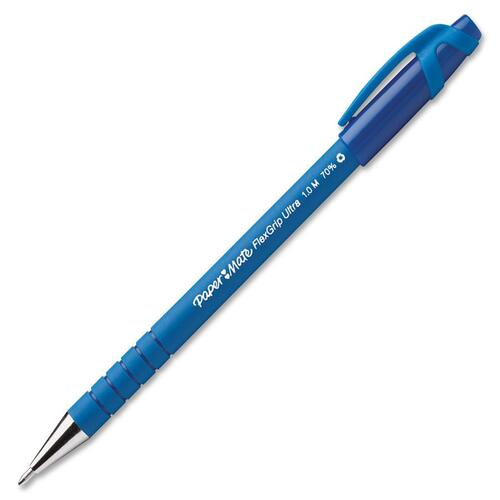 Paper Mate Flexgrip Ultra Recycled Pens - Medium Pen Point - Blue Ink - Alcohol Based - Blue Rubber Barrel - 1 Each
