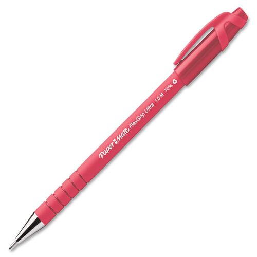 Paper Mate Flexgrip Ultra Ballpoint Pen - Medium Pen Point - Red Ink - Red Rubber Barrel - 1 Each