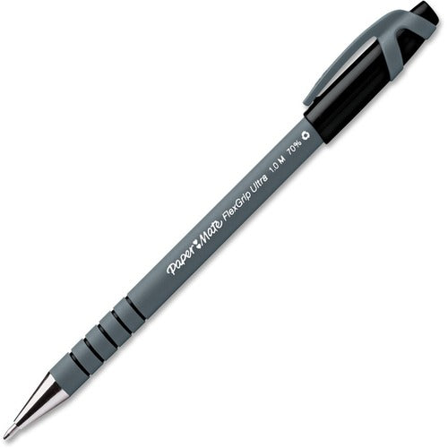 Paper Mate Flexgrip Ultra Recycled Pens - Medium Pen Point - Black Ink - Black Rubber Barrel - 1 Each