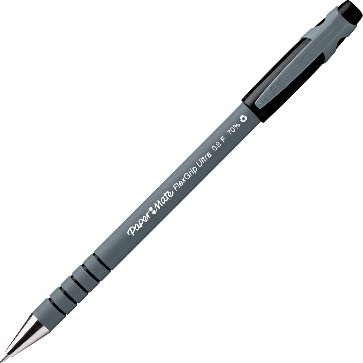 Paper Mate Flexgrip Ultra Recycled Pens - Fine Pen Point - Black Ink - Black Rubber Barrel - 1 Each