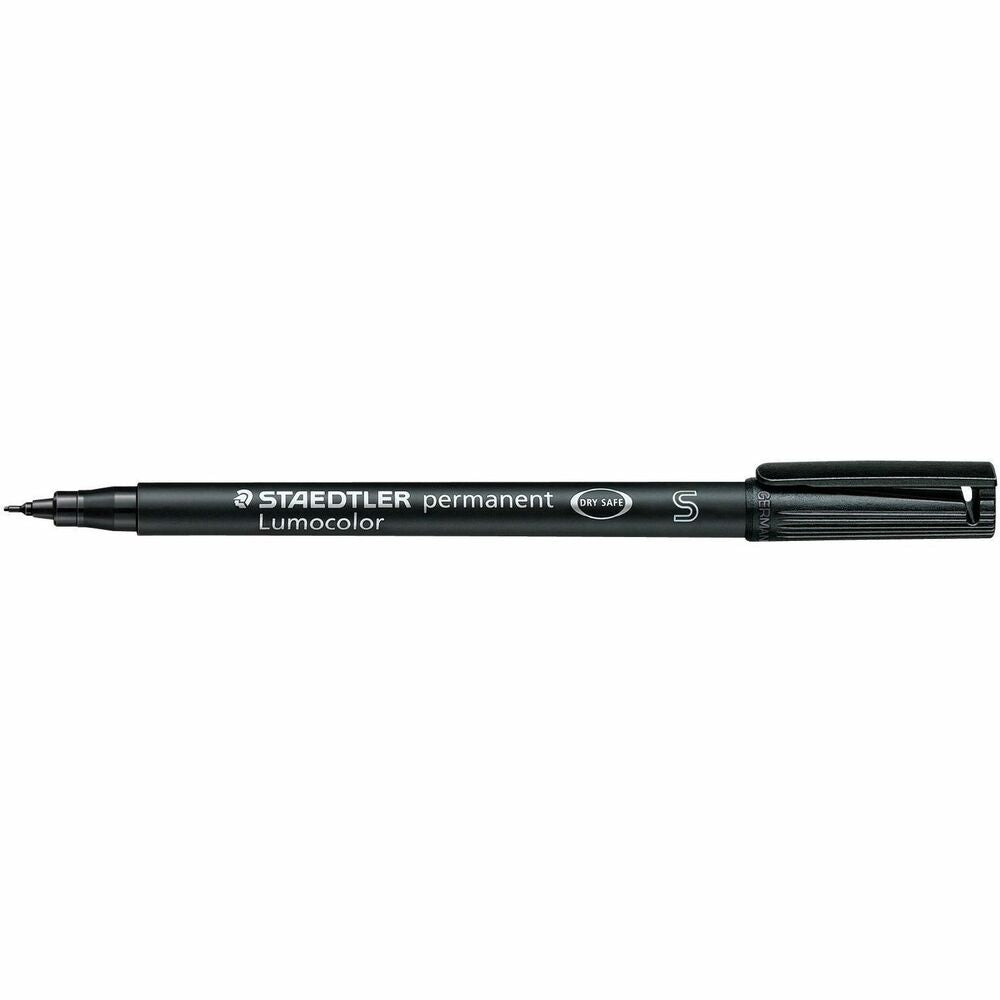 Staedtler Lumocolor Permanent Pens - 0.4 mm Fine Marker Point - Refillable - Black Ink - Black Polypropylene Barrel - 1 Each