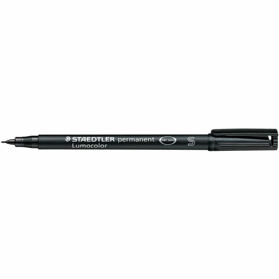 Staedtler Lumocolor Permanent Pens - 0.4 mm Fine Marker Point - Refillable - Black Ink - Black Polypropylene Barrel - 1 Each