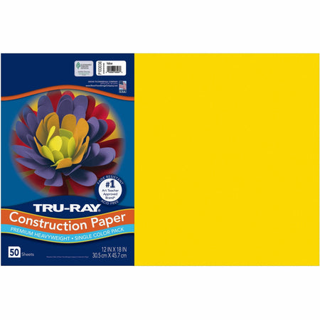Tru-Ray Heavyweight Construction Paper - Art, Craft - 18" Width x 12" Length - Yellow - Sulphite - 50 / Pack