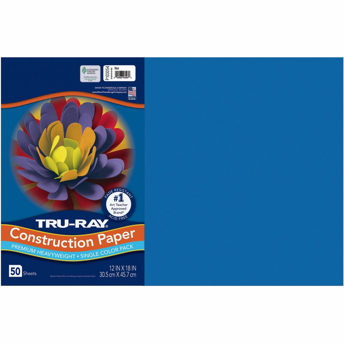 Tru-Ray Heavyweight Construction Paper - Art, Craft - 18" Width x 12" Length - Blue - Sulphite - 50 / Pack