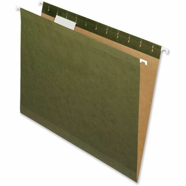 Nature Saver 1/5 Tab Cut Letter Recycled Hanging Folder - 8 1/2" x 11" - Poly - Standard Green - Laminated, Durable - 100% Recycled - 25 / Box