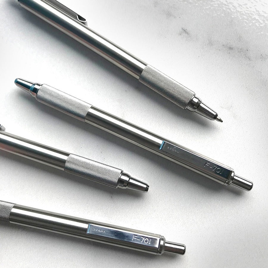 Zebra 7 Series F-701 Retractable Ballpoint Pen - 0.7 mm Fine Pen Point - Refillable - Retractable - Black Ink - Stainless Steel Barrel - 1 Each