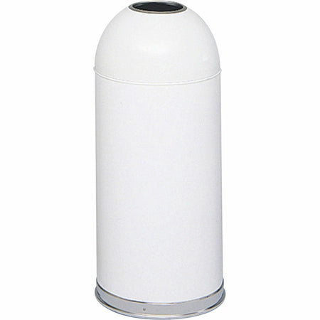 Safco Open Top Dome Waste Receptacle - 15 gal Capacity - 6" Opening Diameter - 34" Height x 15" Depth - Stainless Steel - White - 1 Each