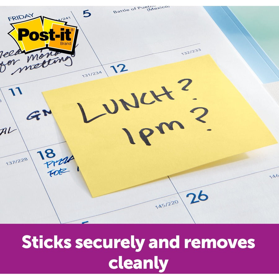 Post-it® Dispenser Notes Value Pack - 2400 - 3" Flag/Note Width x 3" Flag/Note Length - Square - 100 Sheets per Pad - Unruled - Canary Yellow - Paper - Self-adhesive, Repositionable - 24 / Pack